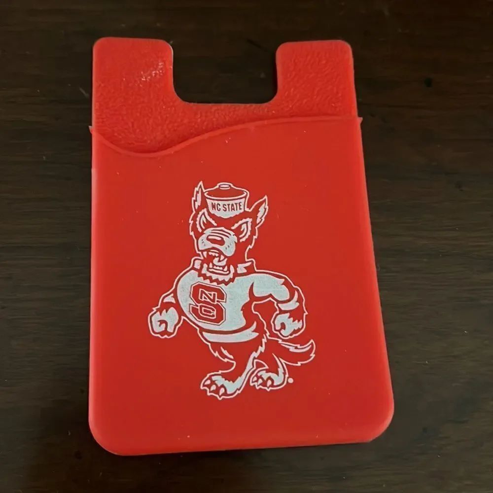 Red NC state Wolfpack Cell Phone Credit Card Holder to stick to the back